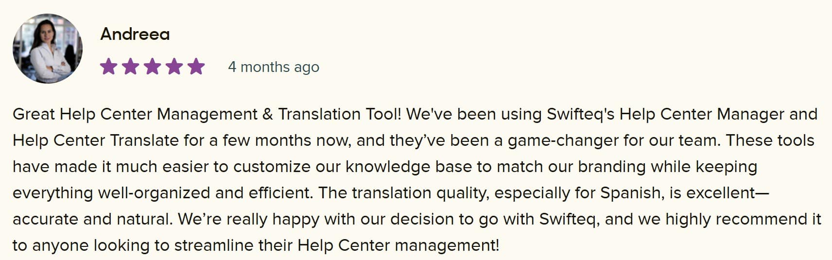 Zendesk Marketplace review by Andreea