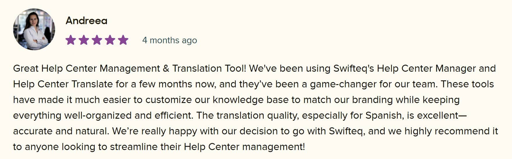 Zendesk Marketplace review by Andreea