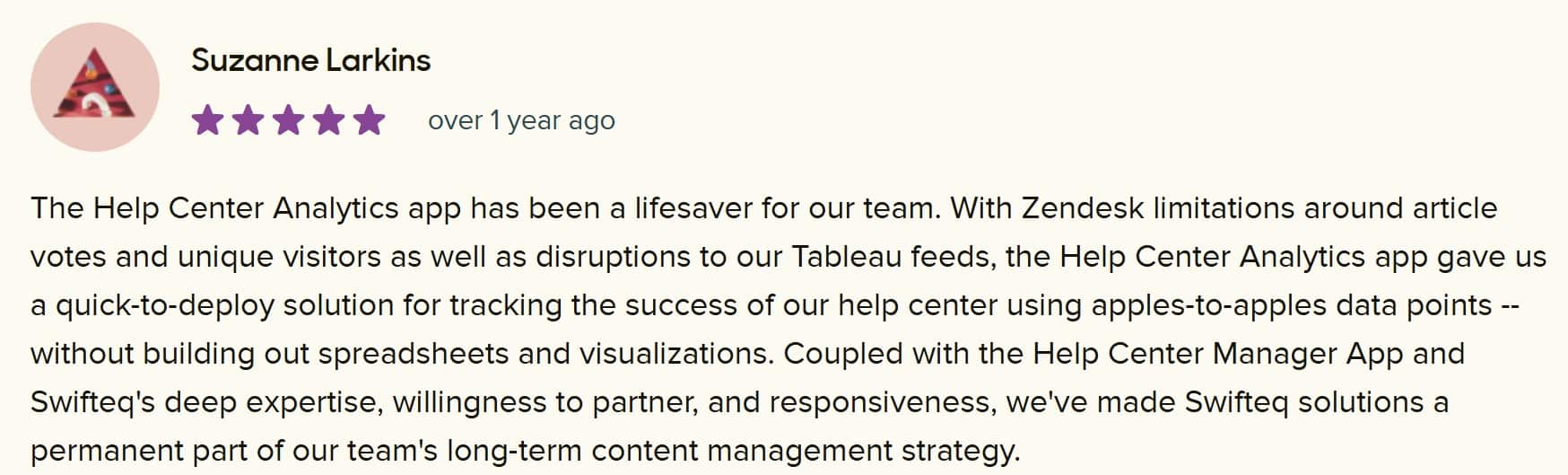 Zendesk Marketplace review by Suzanne